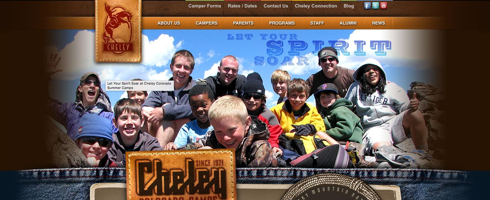 A screenshot of the Cheley Camps website header