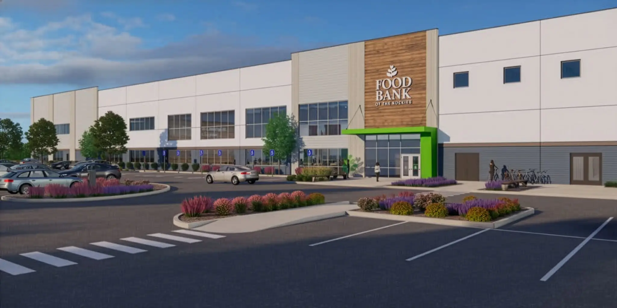 Rendering of the outside of the new Food Bank of the Rockies building