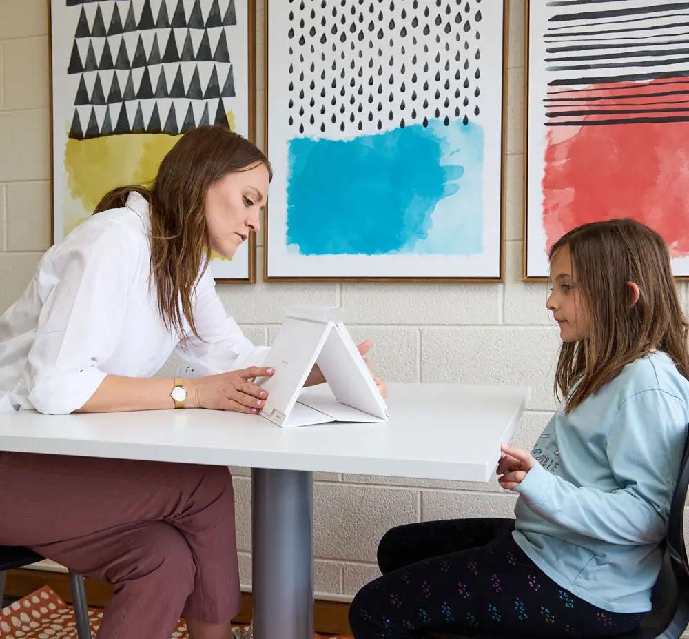 A girl being evaluated for learning differences