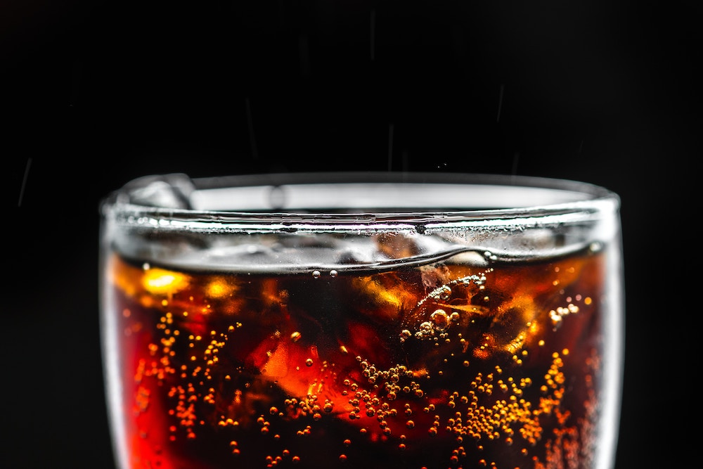 closeup of a soda in a glass