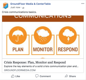 Facebook Link Preview for GroundFloor Media PR Agency Facebook Post on Crisis Response